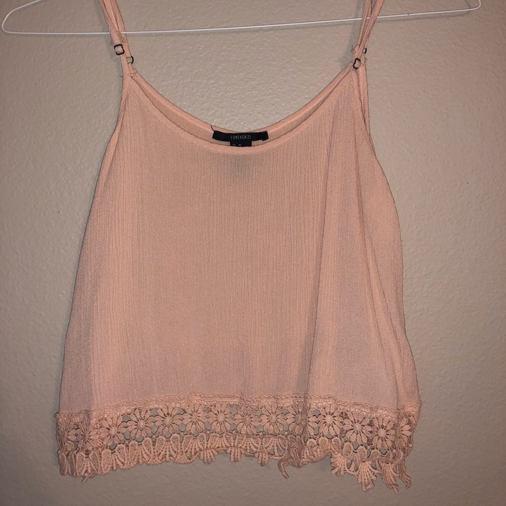 Boho pink tank with fringe at bottom